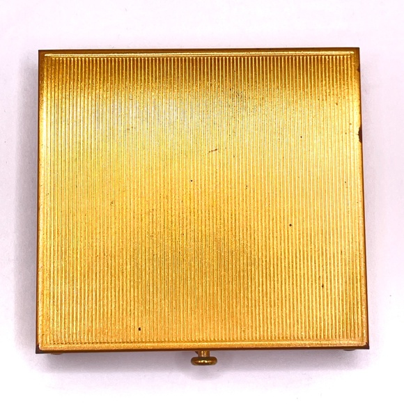 Rex Fifth Avenue Vintage Teal Enamel Gold Tone Rhinestone Compact Unused - Picture 3 of 9